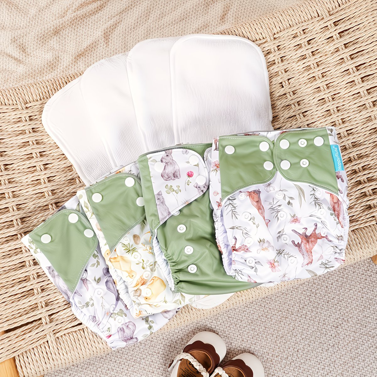 8 pièces HappyFlute Couches Tissu Réutilisables
