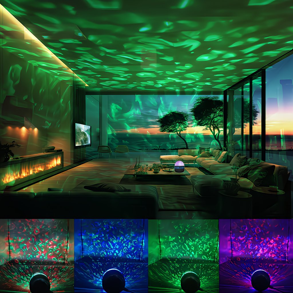 Lampe Disco LED Ondes d'Eau Océan Projecteur 360°