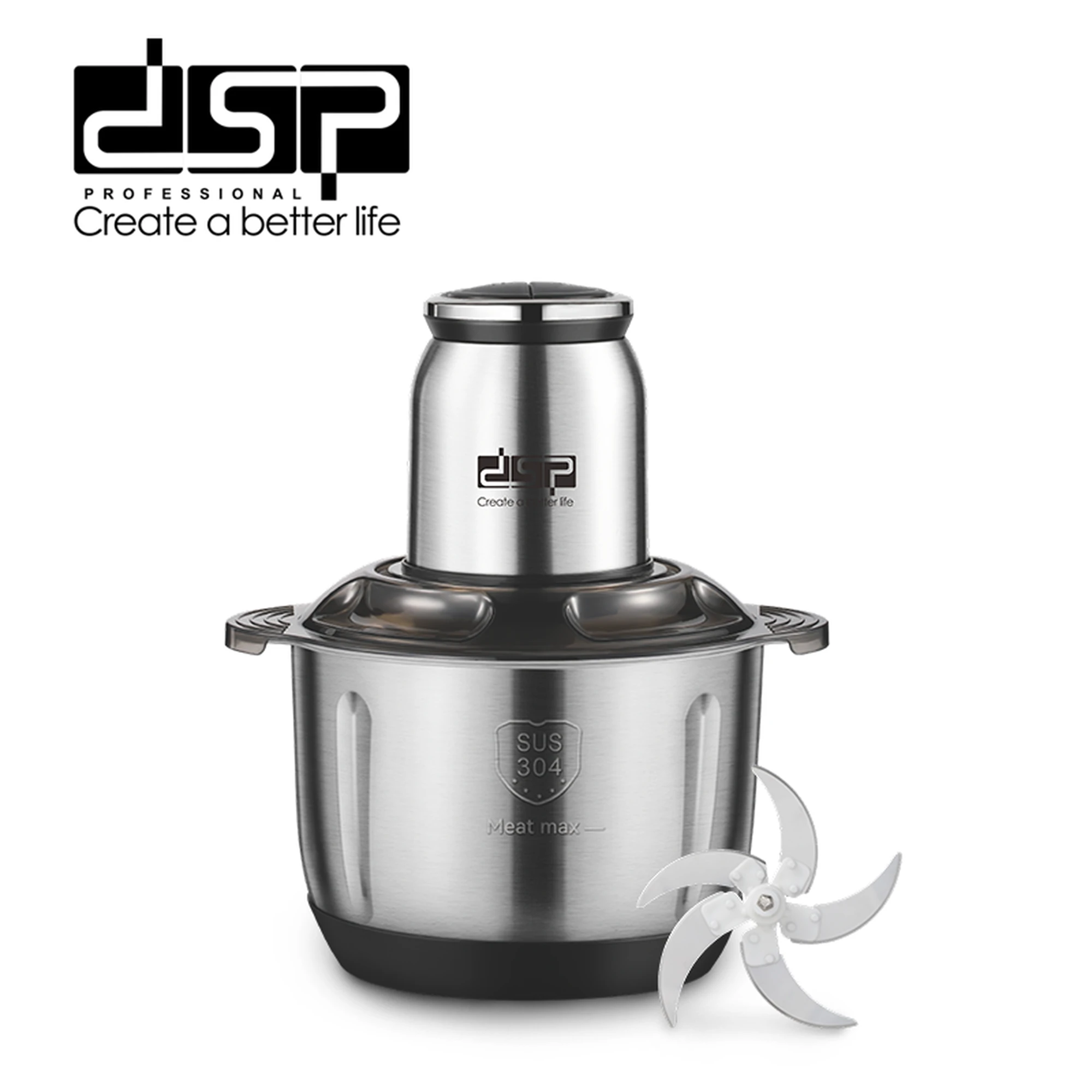DSP KM4108 Hachoir alimentaire 5 L acier inoxydable
