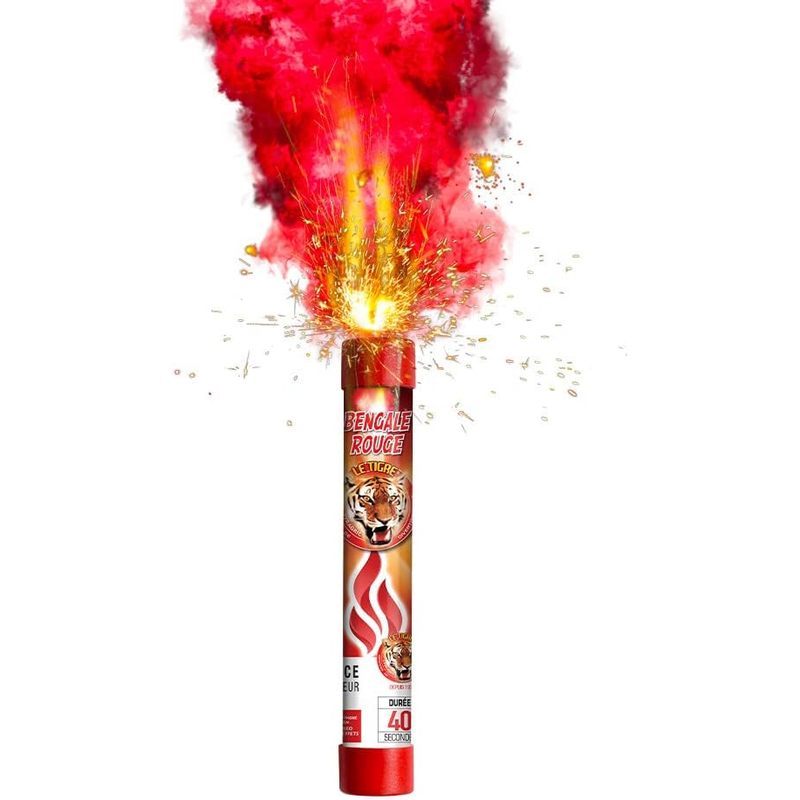Fumigène Flamme de Bengale ROUGE VIF - Lot de 5