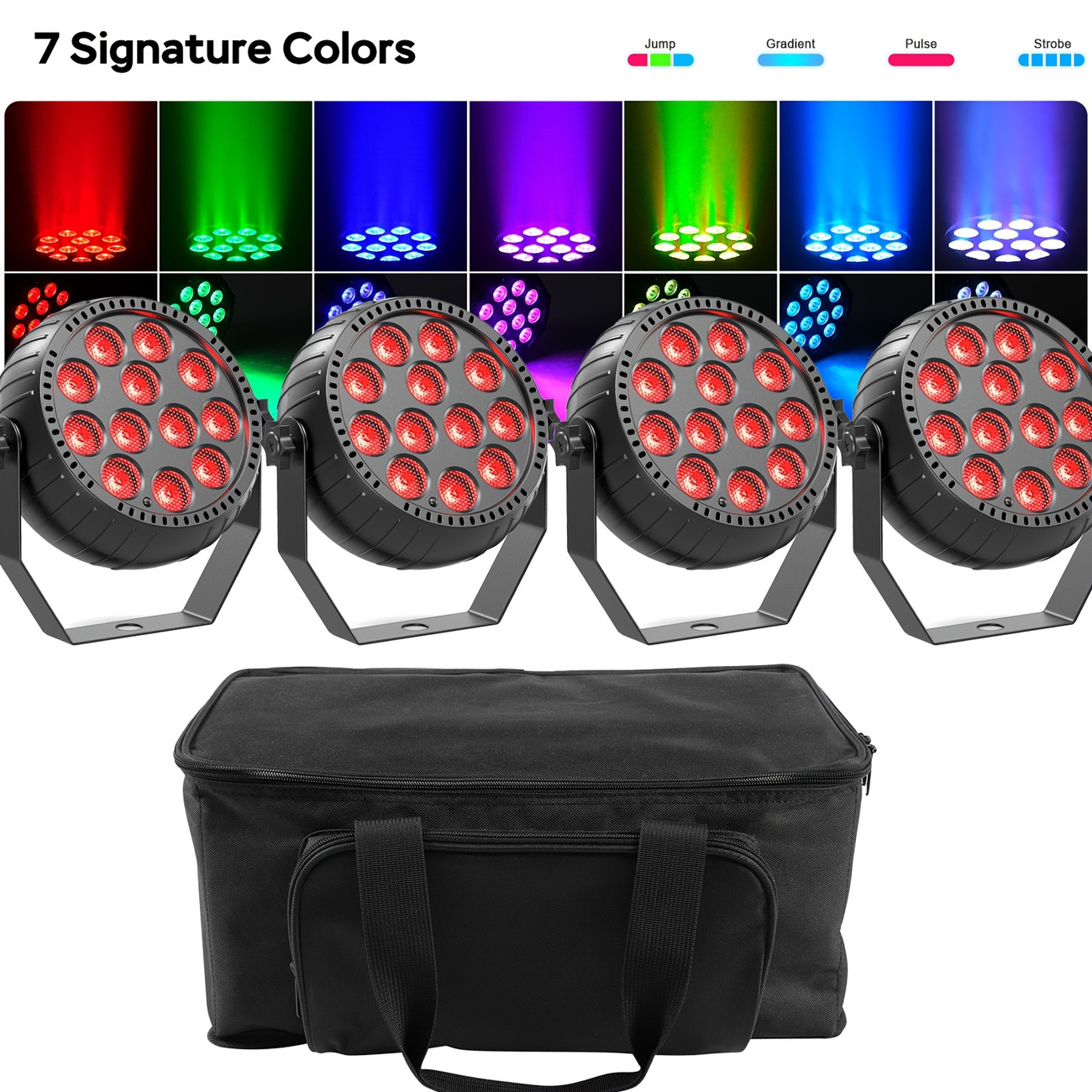 Lot de 4 mini projecteurs de scène LED 96W sans fil