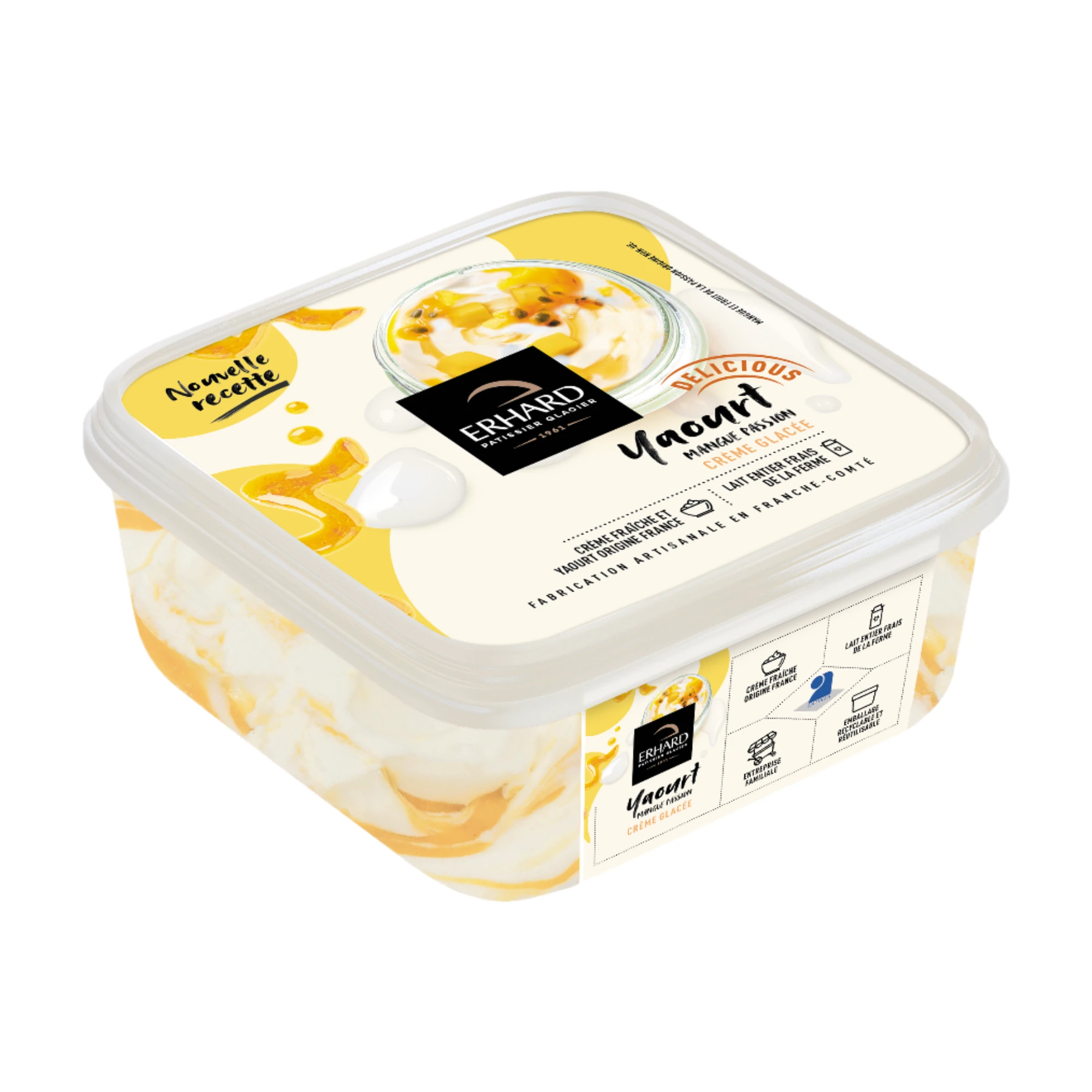 ERHARD Helado de Yogur Sabor Mango Pasión - 450 g