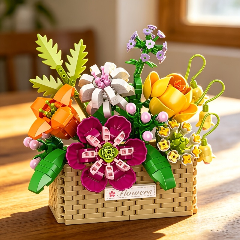 Conjunto de bloques de construcción de cesta de flores