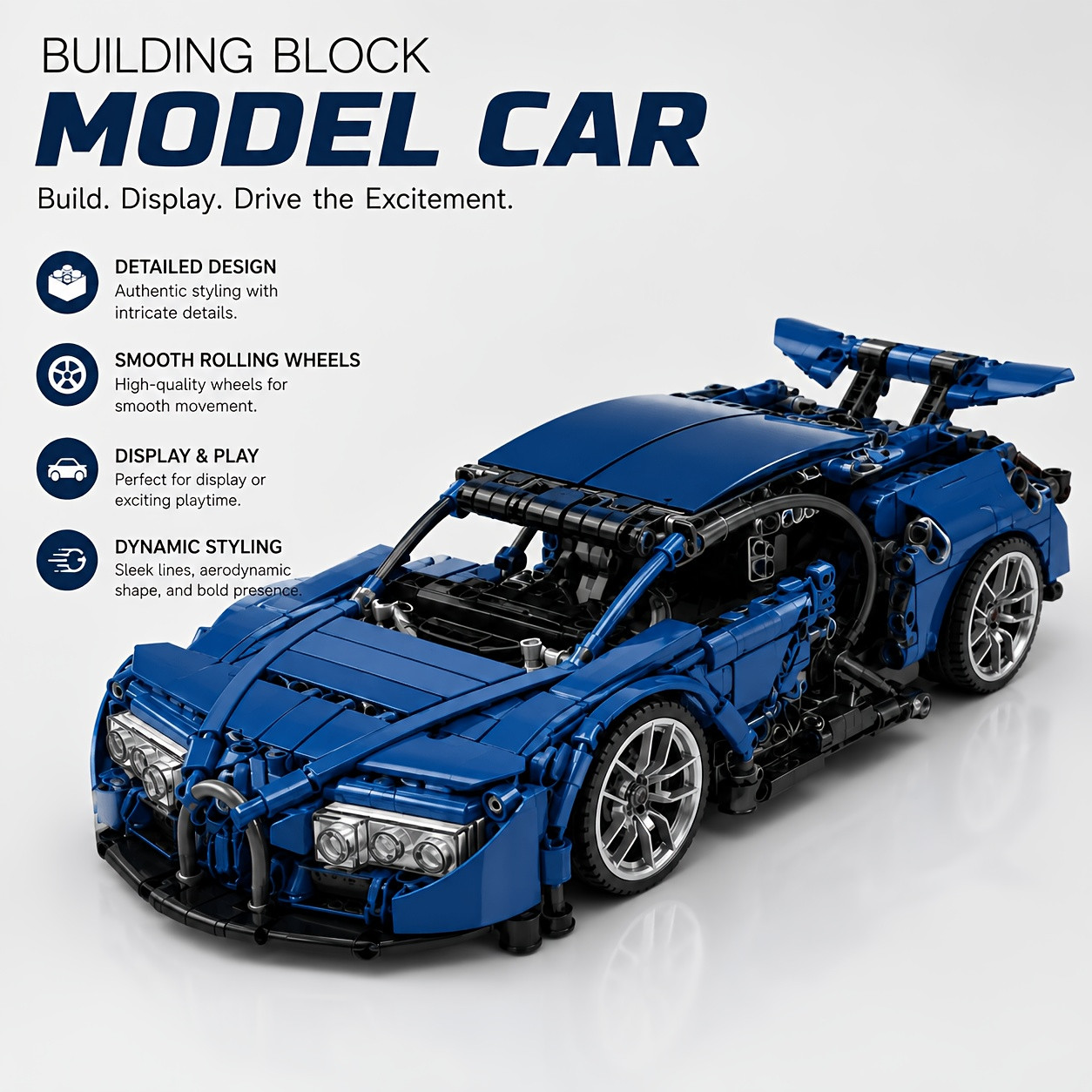 Modelo de bloque de construcción de coche deportivo azul