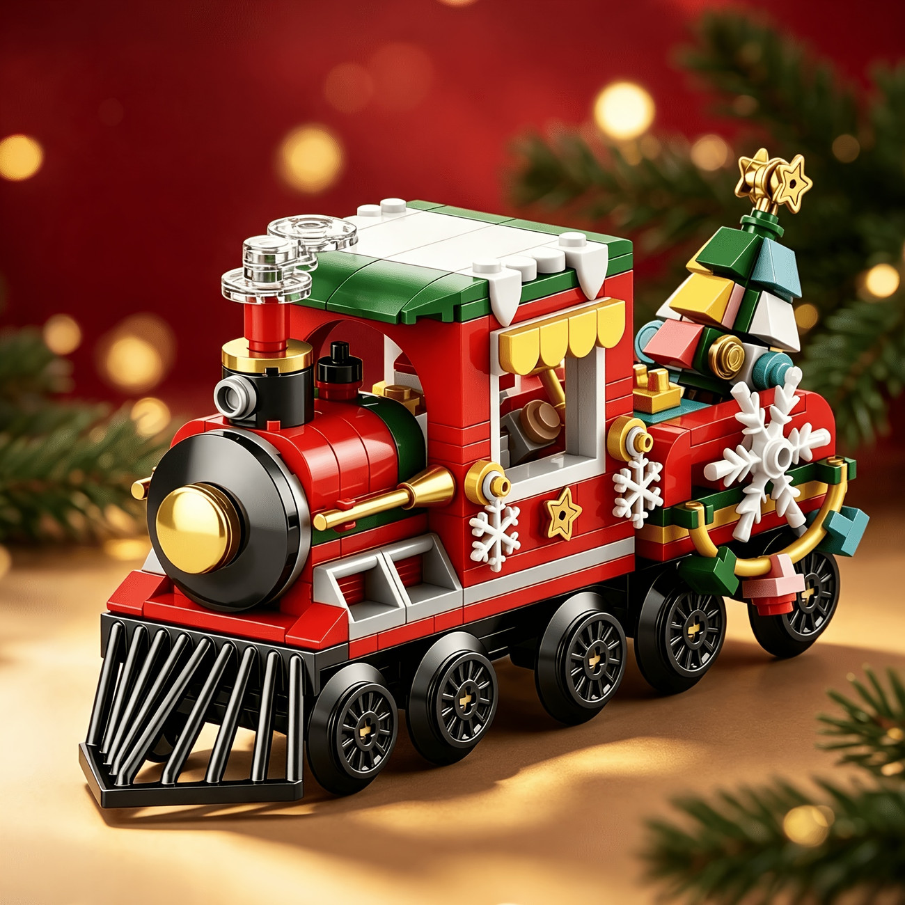 Bloques de construcción tren Navidad vintage