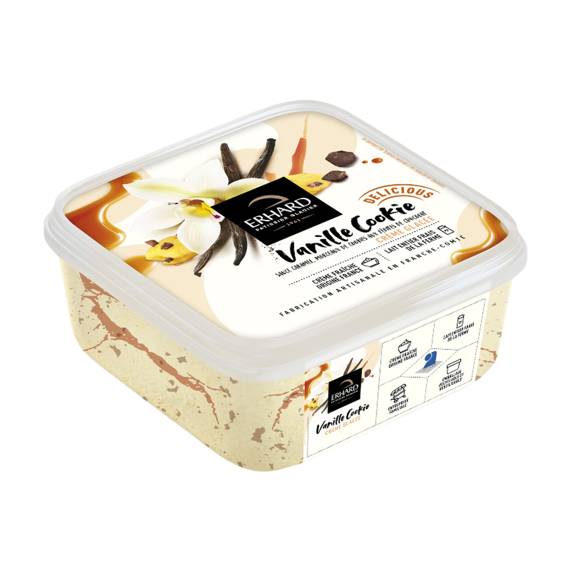 ERHARD Helado de vainilla y galleta - 450 g