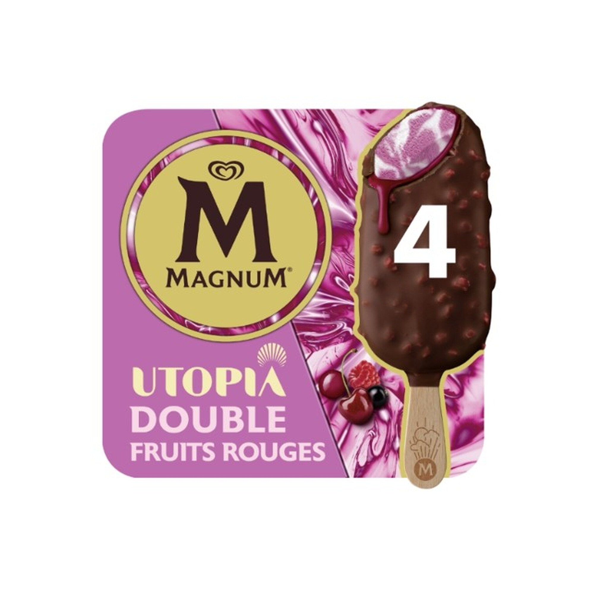 MAGNUM Paleta de Helado Frutos Rojos Dobles x4 284g