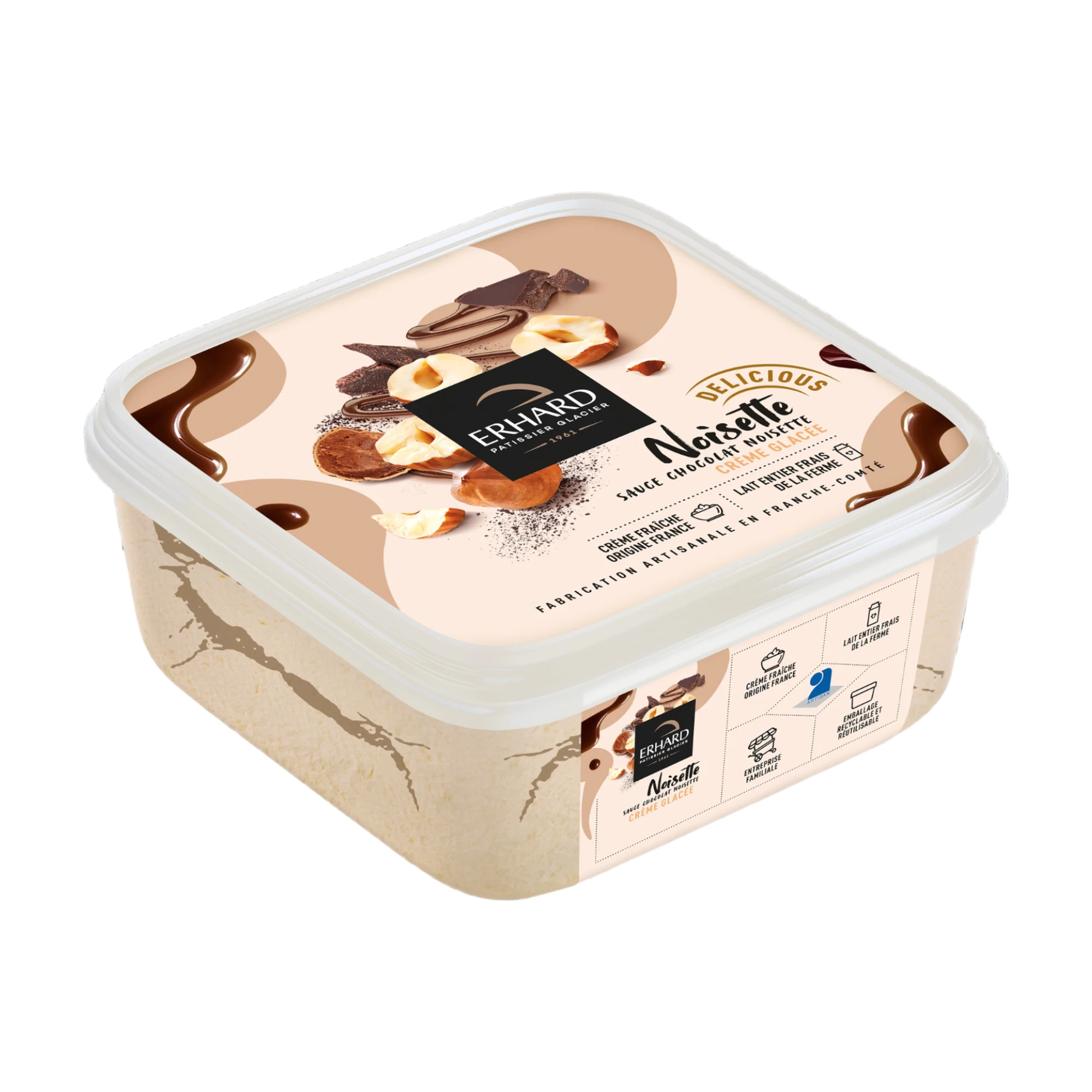 Helado Erhard de Avellana con Salsa de Chocolate y Avellana 450g