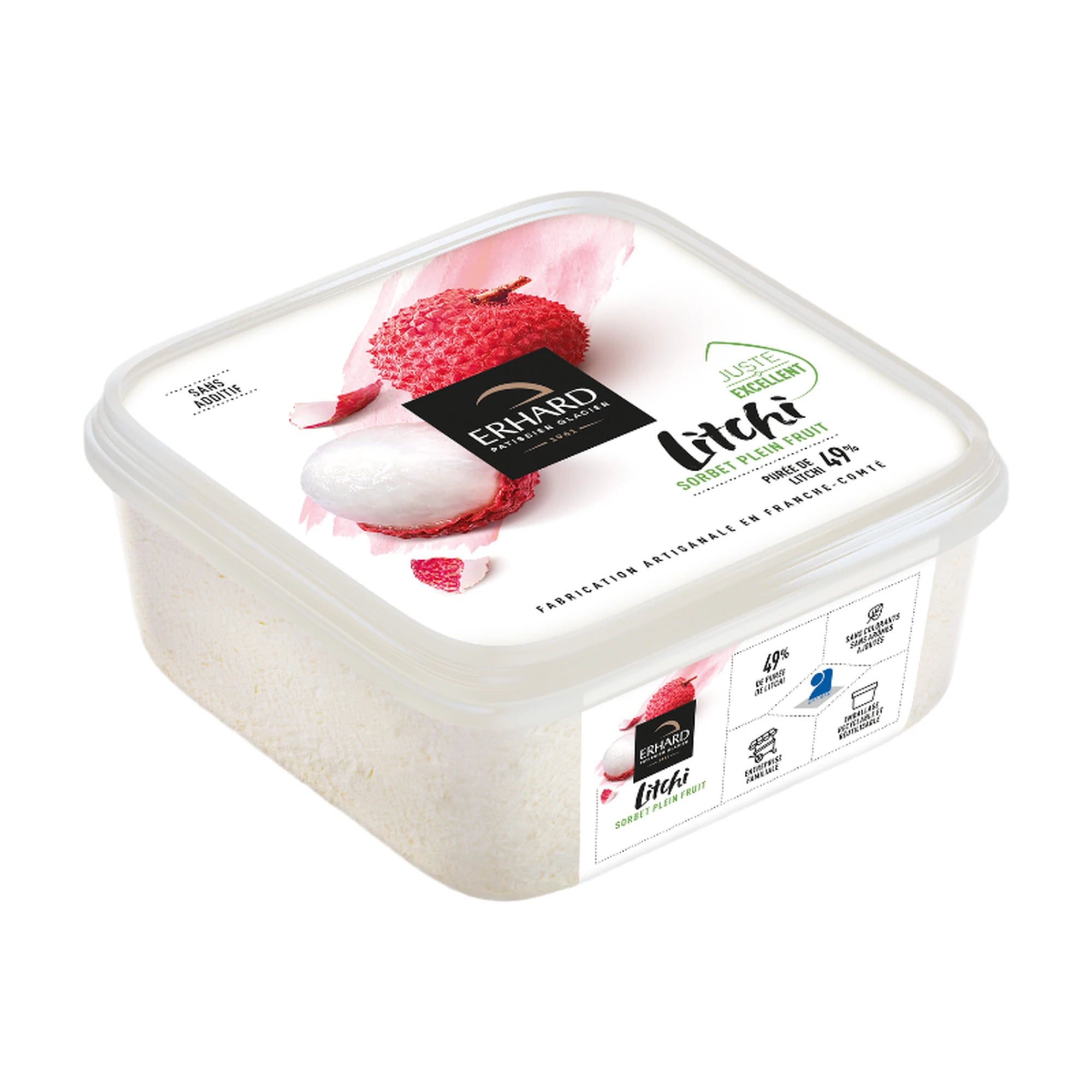 ERHARD Sorbete de Fruta Completa Sabor Litchi - 488 g
